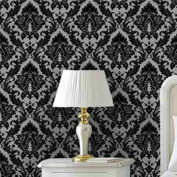 Papel De Parede Adesivo Vintage Cinza E Preto 214