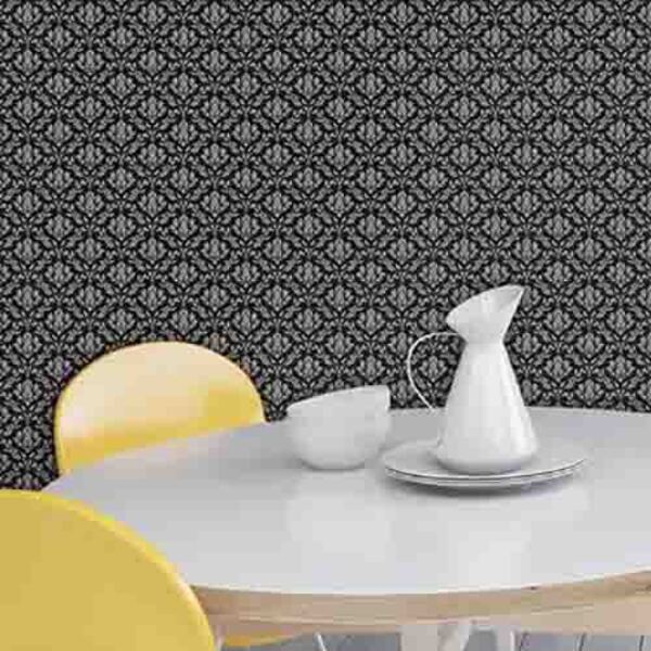 Papel De Parede Adesivo Vintage Preto 451