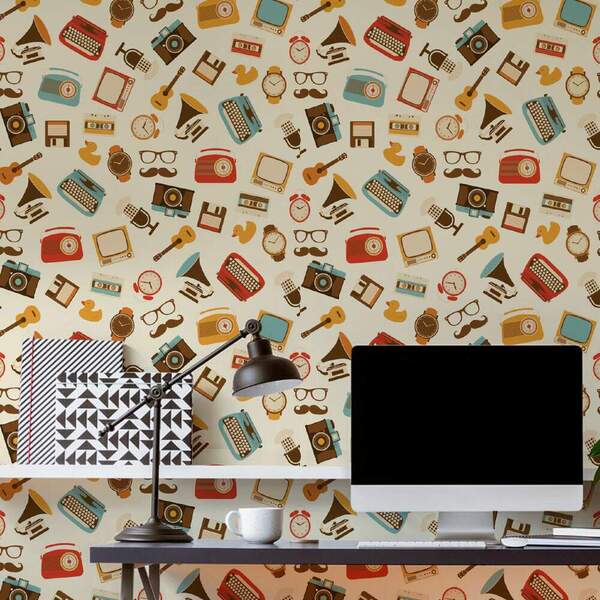 Papel De Parede Adesivo Vintage Retrô Mod 031 Vinílico 60x300
