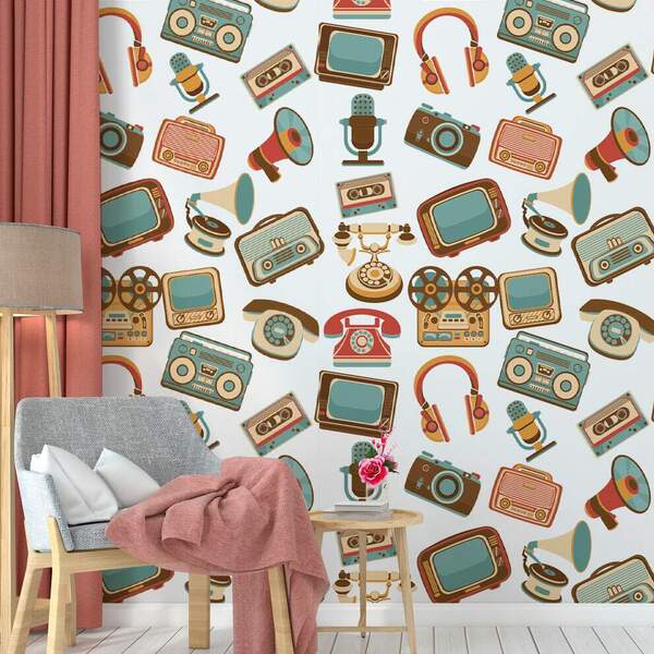 Papel De Parede Adesivo Vintage Retrô Mod 032 Vinílico 60x300