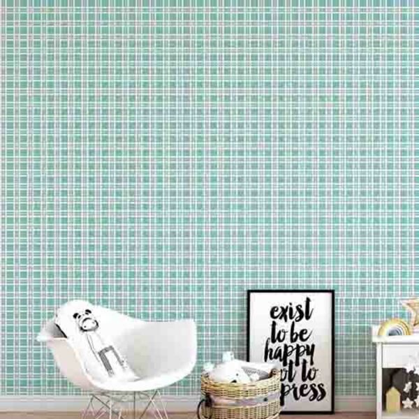 Papel De Parede Adesivo Xadrez Azul 311880258