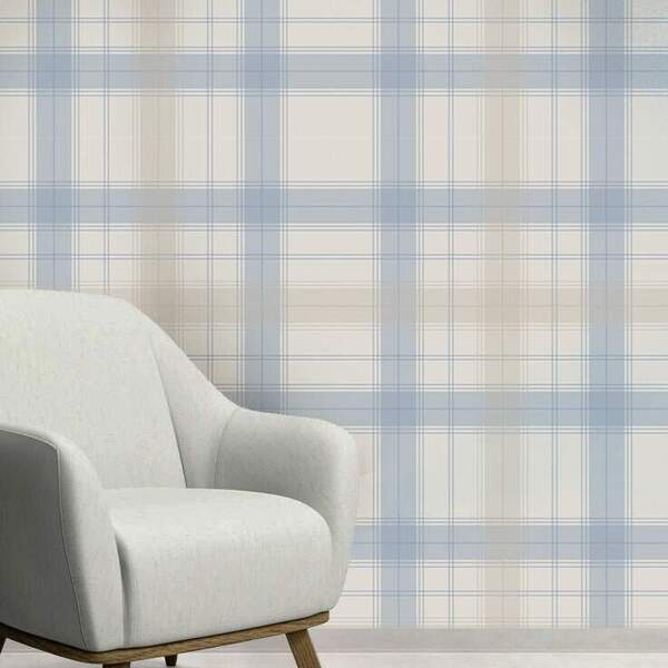 Papel De Parede Adesivo Xadrez Mod 015 Azul 60x300cm