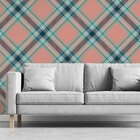 Papel De Parede Adesivo Xadrez Rosa E Azul N03078