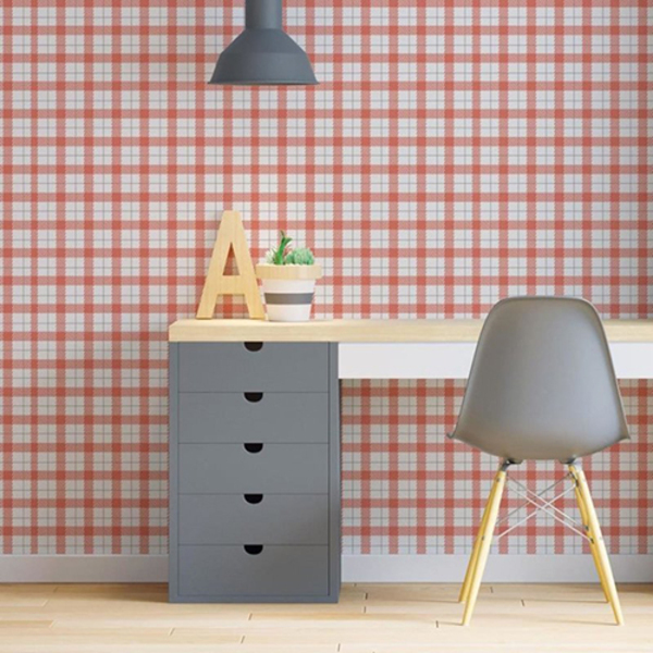 Papel De Parede Adesivo Xadrez Vermelho N06099