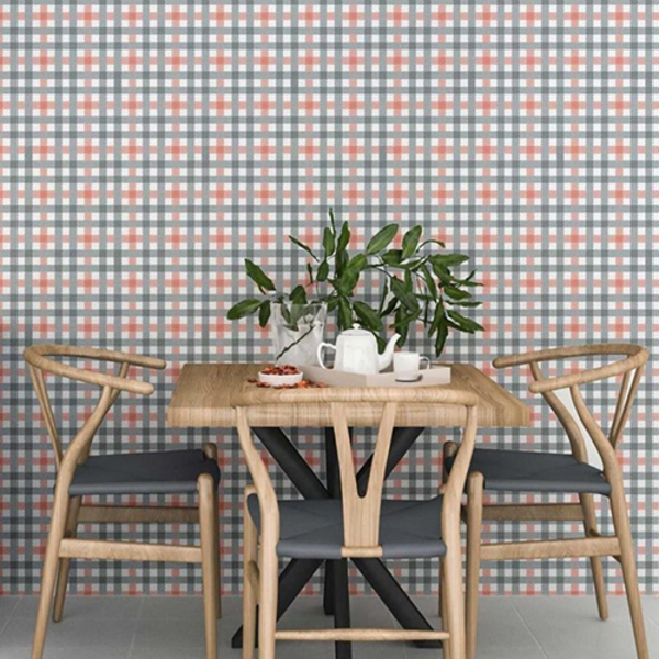 Papel De Parede Adesivo Xadrez Vermelho Pb N06097