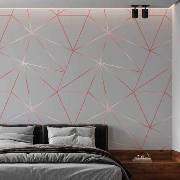 Papel De Parede Adesivo Zara Cinza Claro E Rosê Gold - 3,0m