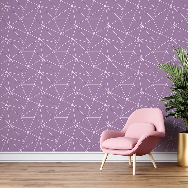 Papel De Parede Adesivo Zara Lilás E Branco 1,30m