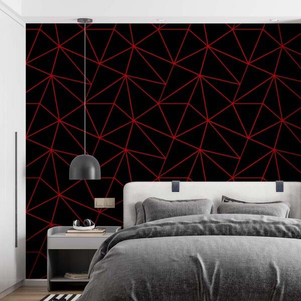 Papel De Parede Adesivo Zara Preto E Vermelho 2,50m