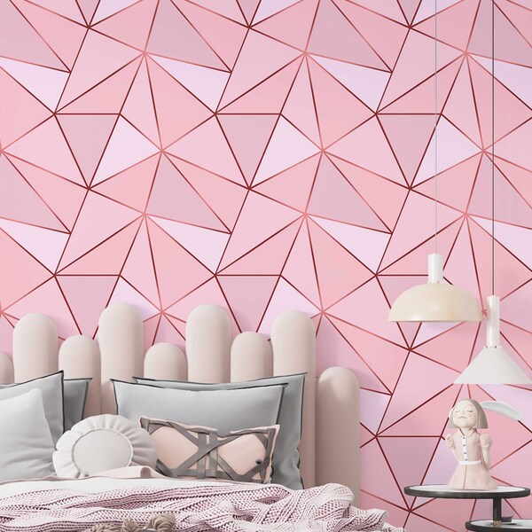 Papel De Parede Adesivo Zara Tons De Rosa Com Rose Gold 1,00m