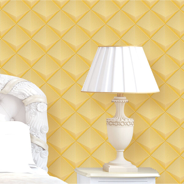 Papel De Parede Amarelo 3d Lavável Texturizado 14m²