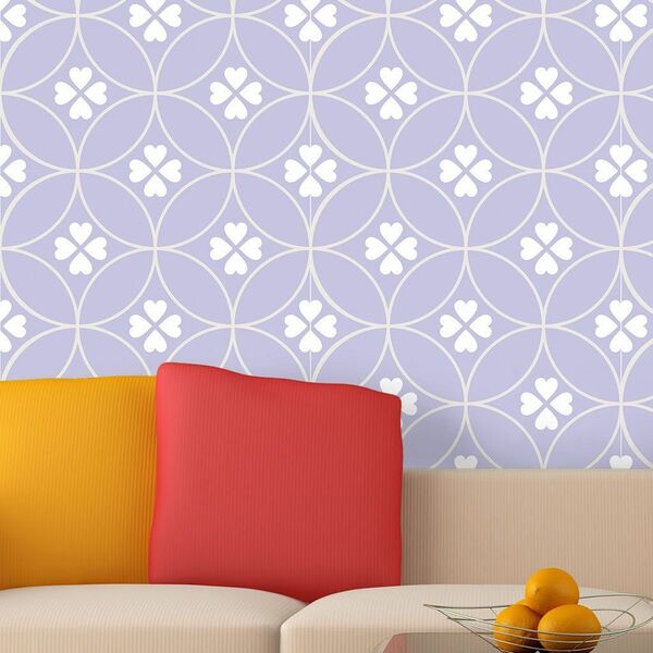 Papel De Parede Amor 4 Folhas Lilás  - 0 50 X 2 50 Metros