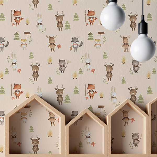 Papel De Parede Animais Fofinhos Aquarela Colorida Decorada B