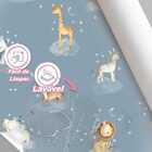 Papel De Parede Animais Infantil Aquarela Azul Estrelas Abstr