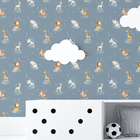 Papel De Parede Animais Infantil Aquarela Azul Estrelas Abstr