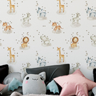 Papel De Parede Animais Infantil Aquarela Branca Safari Vinil