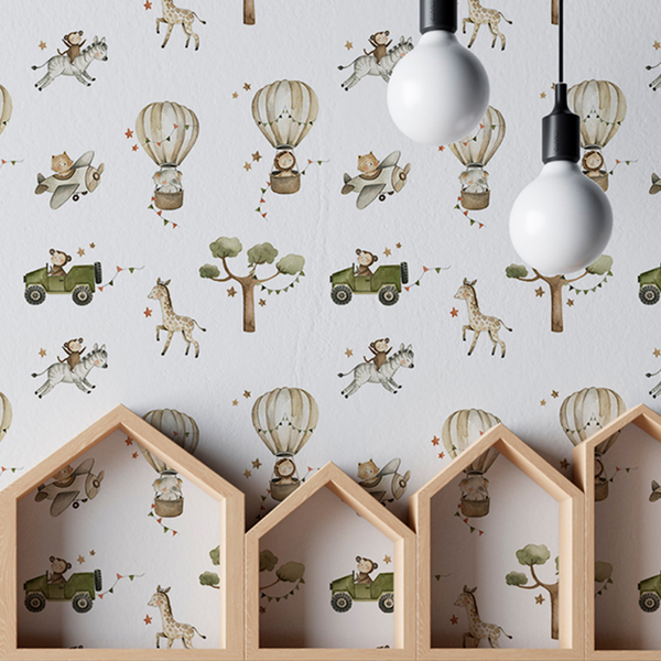 Papel De Parede Animais Infantil Decorativo Aquarela Clara Ba