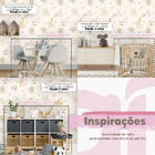 Papel De Parede Animais Infatil Aquarela Rosa Lavável Quarto