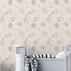 Papel De Parede Animais Infatil Aquarela Rosa Lavável Quarto