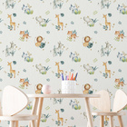 Papel De Parede Animais Safari Infantil Aquarela Branca Decor