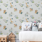 Papel De Parede Animais Safari Infantil Aquarela Branca Decor