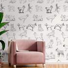 Papel De Parede Animal Print Desenho De Cachorros-60x300cm