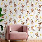 Papel De Parede Animal Print Macacos Com Banana-60x300cm