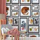 Papel De Parede Animal Print Quadros De Gatos-60x300cm