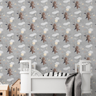 Papel De Parede Aquarela Cinza Urso Bebê Lua Estrelaas Quarto