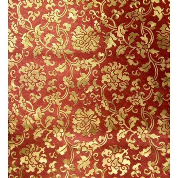 Papel De Parede Arabesco- Italiano-tons Vermelho  Dourado