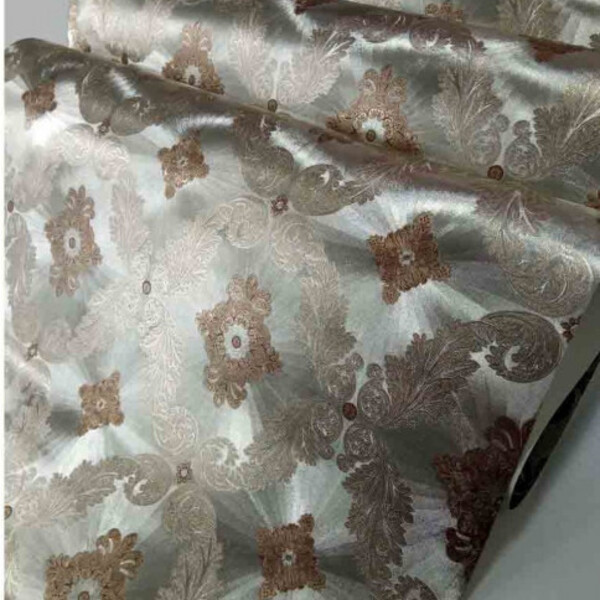 Papel De Parede Arabesco Brasão-italiano-tons Prata  Dourado