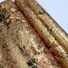 Papel De Parede Arabesco-flores-italiano-tons Dourado  Verde