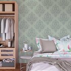 Papel De Parede Arabesco Verde Desbotado 2,0m