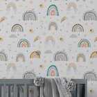 Papel De Parede Auto Adesivo Aquarela Arco Iris Colorido Infa
