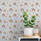 Papel De Parede Auto Adesivo Aquarela Infantil Arco-iris Amar