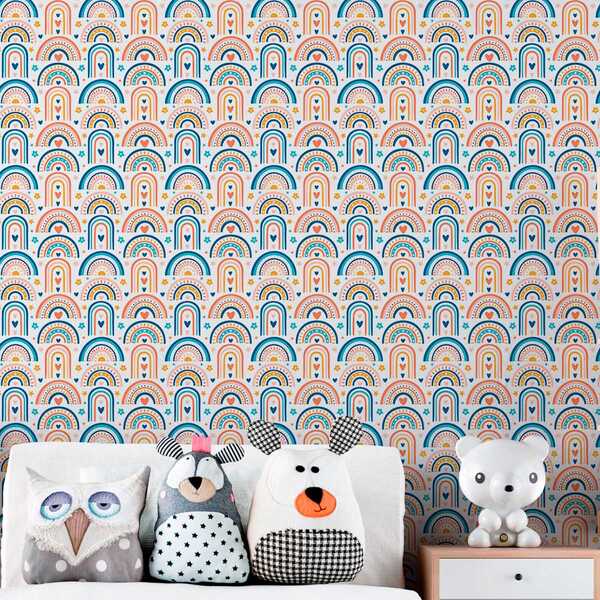 Papel De Parede Auto Adesivo Infantil Aquarela Arte Colorida