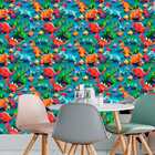 Papel De Parede Auto Adesivo Infantil Azul Dinossauro Colorid