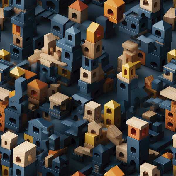 Papel De Parede Auto Adesivo Infantil Cidade De Blocos Colori