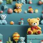 Papel De Parede Auto Adesivo Infantil Ursinho Fofo Colorido L