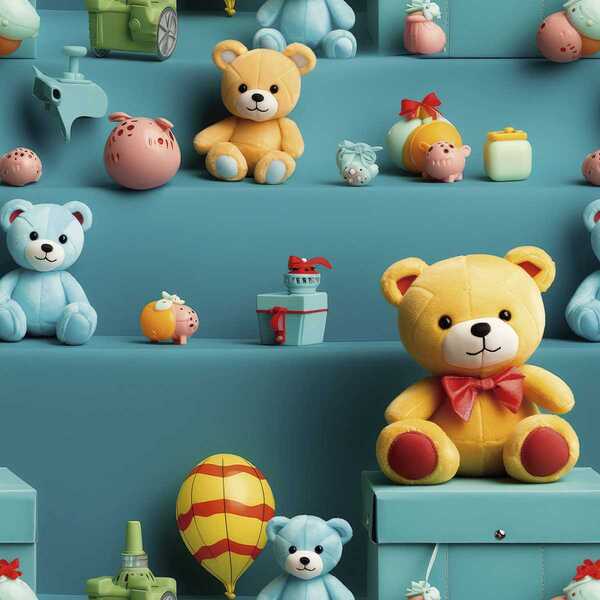 Papel De Parede Auto Adesivo Infantil Ursinho Fofo Colorido L