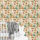 Papel De Parede Auto Adesivo Infantil Urso Fofo Bege Decorati