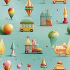 Papel De Parede Auto Adesivo Infantil Verde Brinquedos Colori