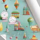 Papel De Parede Auto Adesivo Infantil Verde Brinquedos Colori