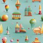 Papel De Parede Auto Adesivo Infantil Verde Brinquedos Colori