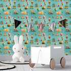 Papel De Parede Auto Adesivo Infantil Verde Brinquedos Colori