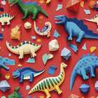 Papel De Parede Auto Adesivo Infantil Vermelho Dinossauro Col