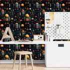 Papel De Parede Auto Adesivo Infantil robô Espacial Colorido