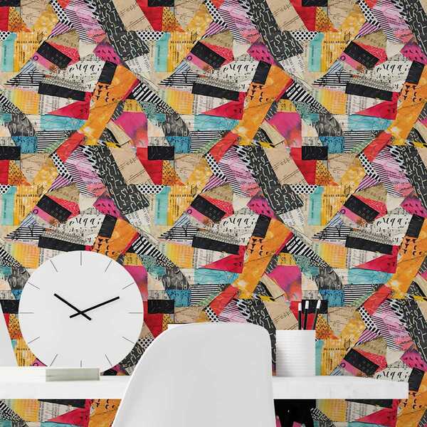 Papel De Parede Auto Adesivo Lambe Lambe Efeito Colagem Color