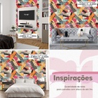 Papel De Parede Auto Adesivo Lambe Lambe Efeito Colagem Color