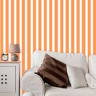 Papel De Parede Auto Adesivo Lavável  Listrado Salmão E Laran
