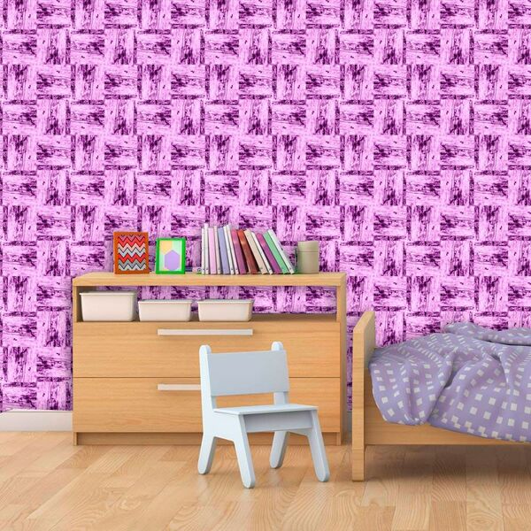 Papel De Parede Auto Adesivo Lavável Abstrato Xadrez Magenta